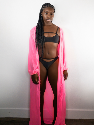 black owned pink cover up robe