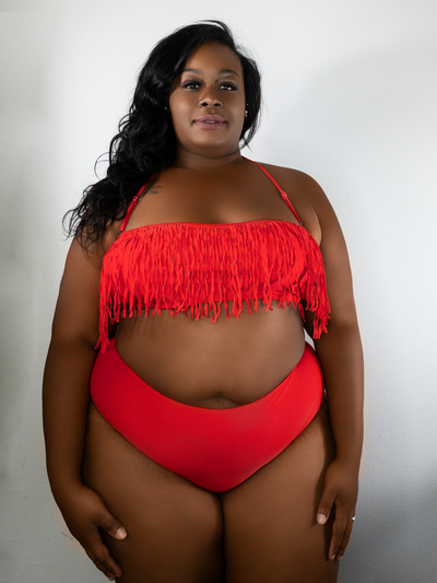 halter plus size bikini red black owned swimwear